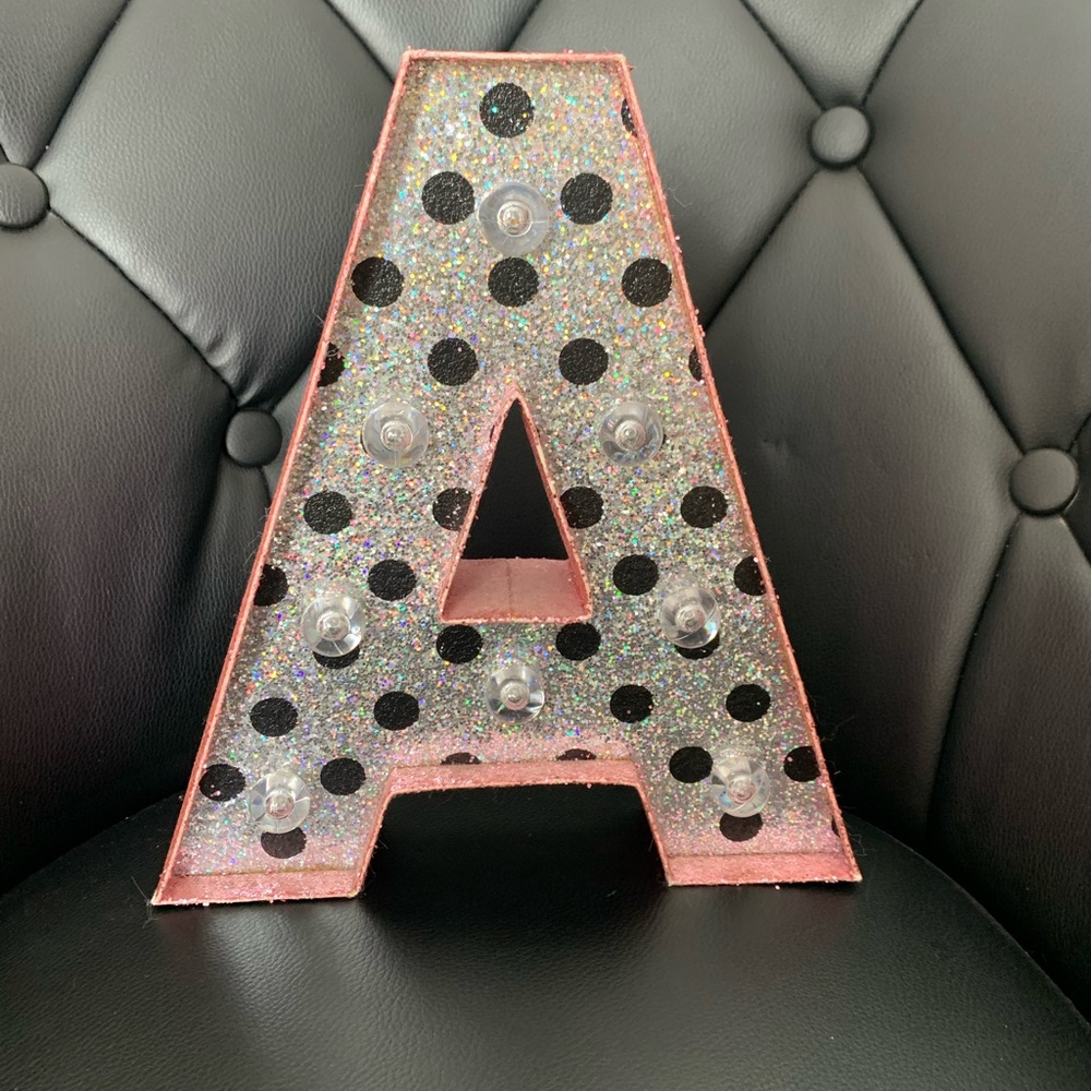 Justice Girls Polka Dot Initial Marquee Light -Letter A